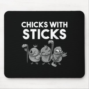 Grappige Kippen Met Sticks Hockey Meisjes Vrouwen Muismat