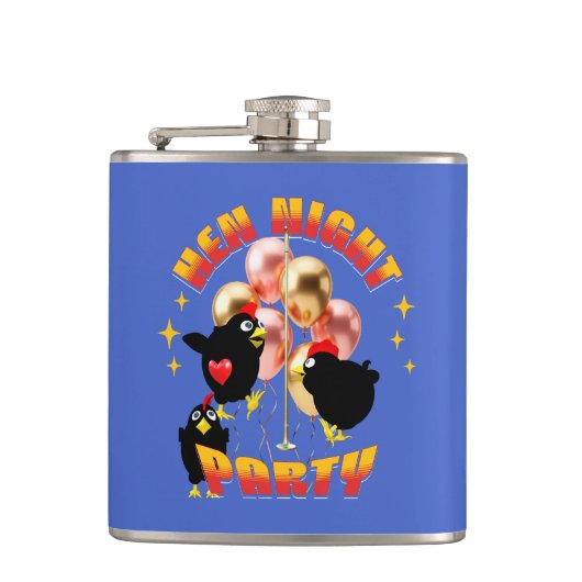 Grappige Kippen Nacht Feest Grappige Kip Heupfles (Voorkant)