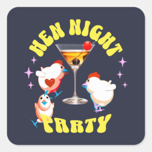 Grappige Kippen Nachtfeest Grappige Kip Vierkante Sticker