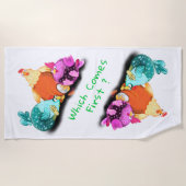 Grappige kippen strandlaken - aangepaste tekst (Voorkant)