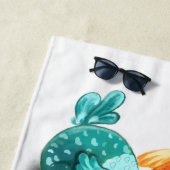 Grappige kippen strandlaken - aangepaste tekst (In situ)