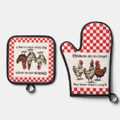 Grappige kippen weten wanneer ze het citaat moeten ovenwant & pannenlap set (Voorkant)