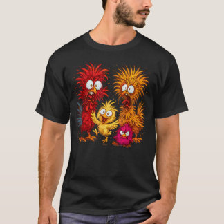 Grappige Kippenfamilie Gekke Kippen Cartoons T-shirt