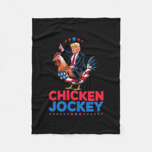 Grappige Kippenjockey Trump Meme Fleece Deken (Voorkant)