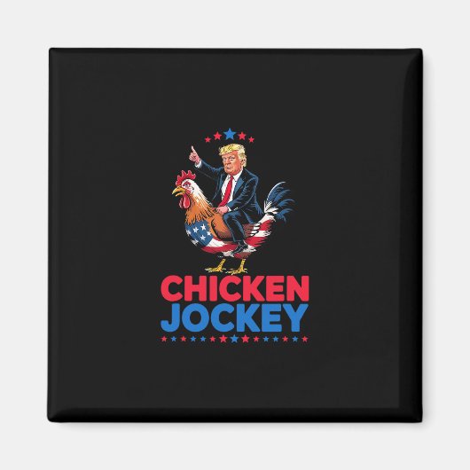 Grappige Kippenjockey Trump-meme Magneet (Voorkant)