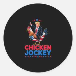 Grappige Kippenjockey Trump Meme Ronde Sticker