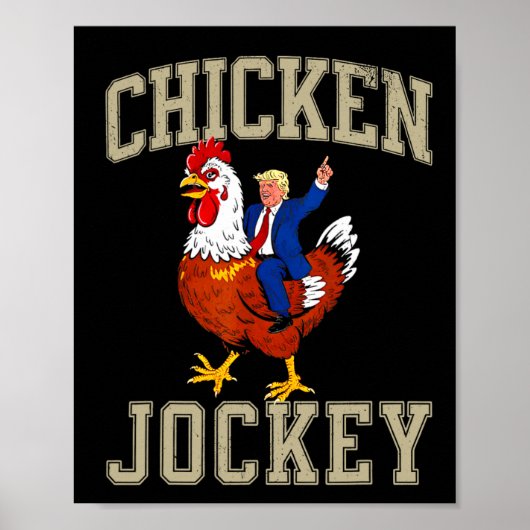 Grappige Kippenjockey Trump Poster (Voorkant)