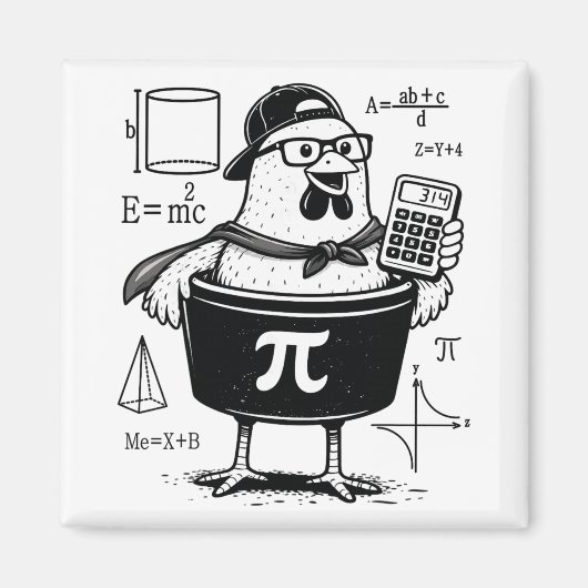 Grappige kippenpot vasthoudende rekenmachine wisku magneet (Voorkant)