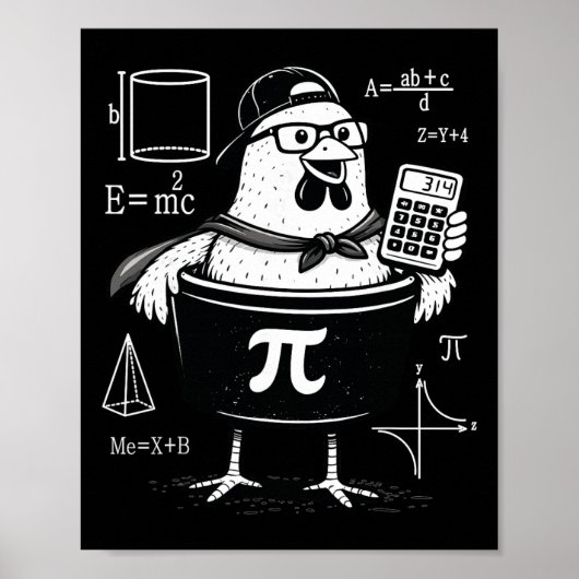 Grappige kippenpot vasthoudende rekenmachine wisku poster (Voorkant)