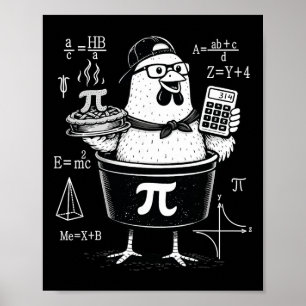 Grappige kippenpot vasthoudende rekenmachine wisku poster
