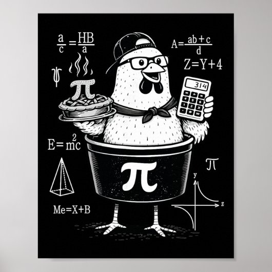Grappige kippenpot vasthoudende rekenmachine wisku poster (Voorkant)