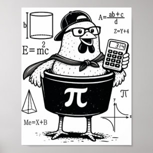 Grappige kippenpot vasthoudende rekenmachine wisku poster