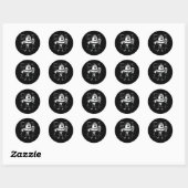 Grappige kippenpot vasthoudende rekenmachine wisku ronde sticker (Vel)