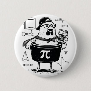 Grappige Kippenpotloodhouder Rekenmachine Wiskunde Ronde Button 5,7 Cm