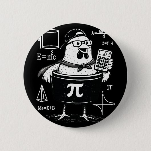 Grappige kippenpotloodhouder Rekenmachine Wiskunde Ronde Button 5,7 Cm (Voorkant)