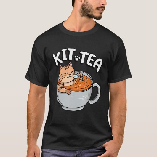 Grappige KIT THEE Kitty Kat Kittens Thee Drinker H T-shirt (Voorkant)