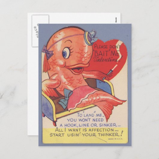 Grappige kitsch  vis valentijn feestdagenkaart (Voorkant / Achterkant)