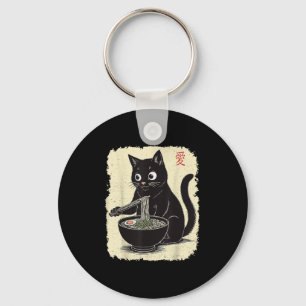 Grappige Kitten Eten Ramen Japanse Kawaii Anime Ca Sleutelhanger