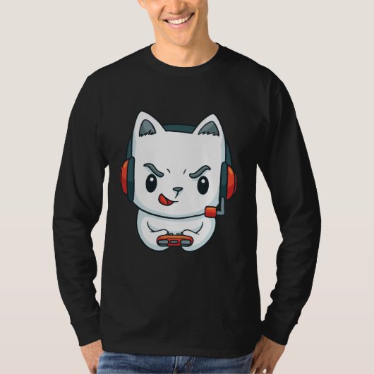 Grappige Kitten Gamer T-shirt (Voorkant)