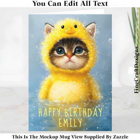 Grappige Kitten Gekleed Als Gele Eend DL4R Naam Kaart