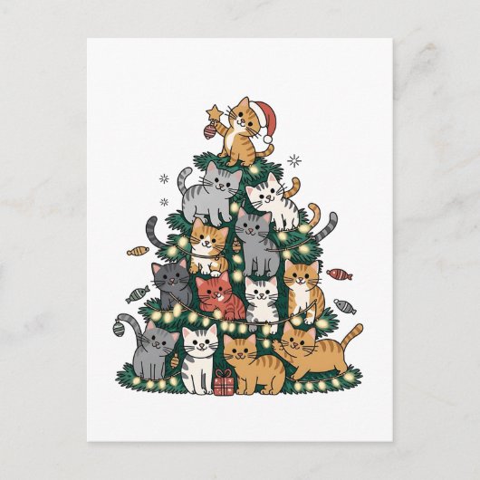Grappige Kitten Kerstboom Kat Huisdier Dierenliefh Aankondigingskaart (Voorkant)