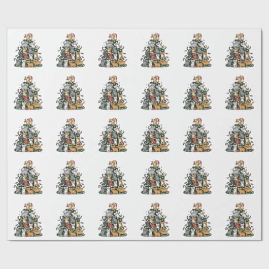 Grappige Kitten Kerstboom Kat Huisdier Dierenliefh Cadeaupapier (Vlak)