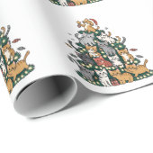 Grappige Kitten Kerstboom Kat Huisdier Dierenliefh Cadeaupapier (Rol Hoek)