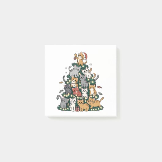 Grappige Kitten Kerstboom Kat Huisdier Dierenliefh Post-it® Notes (Voorkant)