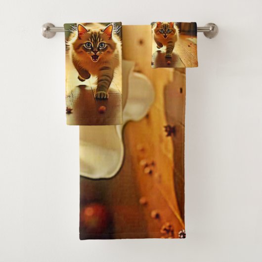 Grappige Kitten Spooky Vriend Bad Handdoek (Insitu)