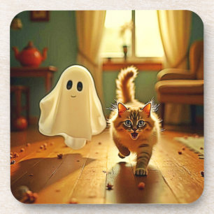 Grappige Kitten Spooky Vriend Bier Onderzetter