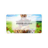 Grappige kittens in het groene veld. etiket (Voorkant)