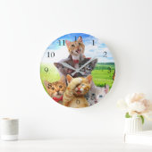 Grappige kittens in het groene veld. grote klok (Huis)