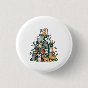 Grappige Kittens Kerstboom Kat Huisdier Dierenlief Ronde Button 3,2 Cm