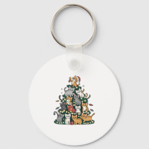 Grappige Kittens Kerstboom Kat Huisdier Dierenlief Sleutelhanger