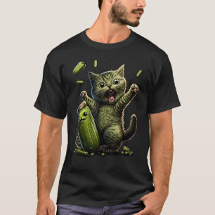 Grappige Kittens vs Gherkin Pickle Kat Moeder Dame T-shirt