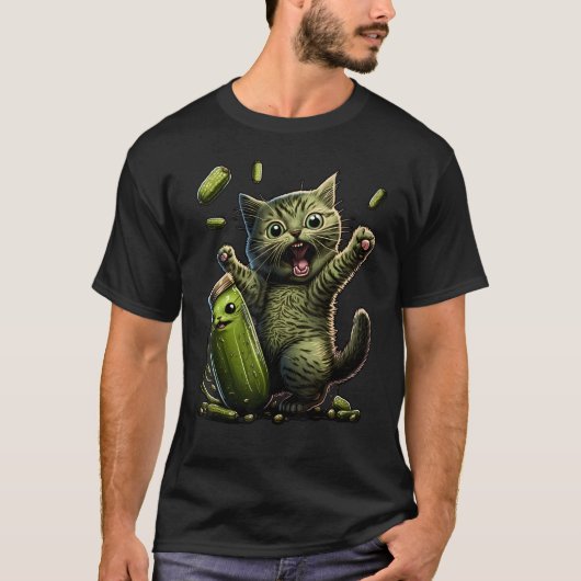 Grappige Kittens vs Gherkin Pickle Kat Moeder Dame T-shirt (Voorkant)