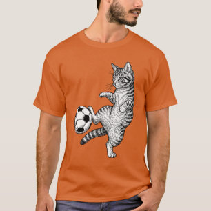 Grappige kitty kat die voetbal speelt Schattige vo T-shirt