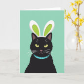Grappige Kitty Konijnenoren Kaart (Gele Bloem)