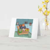 Grappige Kitty Zakenman Kaart (Gele Bloem)