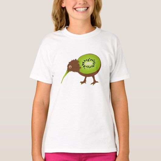 Grappige Kiwi Vogelfruit Cartoon T-shirt (Voorkant)