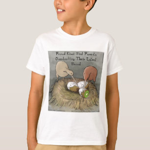 Grappige Kiwi Vogels die hun Fruit Verzorgen T-shirt