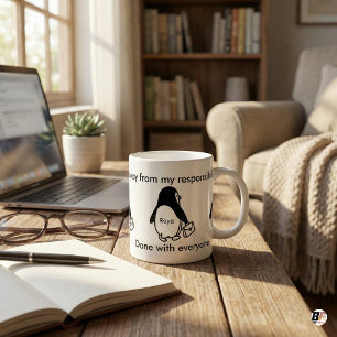 Grappige 'Klaar met Iedereen' Pinguïn Persoonlijke Koffiemok