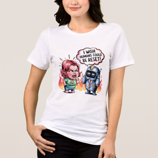 Grappige klantenservice chatbot memes reset mensen Tri-Blend shirt (Voorkant)