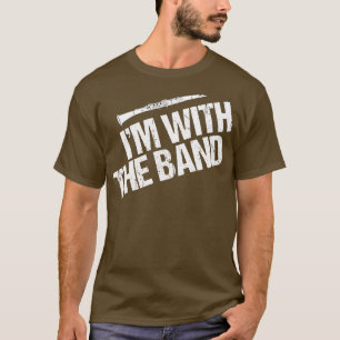 Grappige klarinet im met de band t-shirt