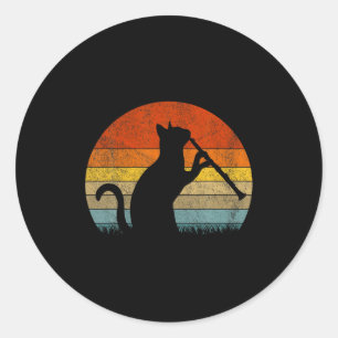 Grappige Klarinet Kat Klarinetspeler Muzikant Retr Ronde Sticker