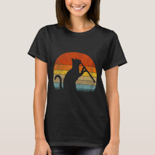 Grappige Klarinet Kat Klarinetspeler Muzikant Retr T-shirt