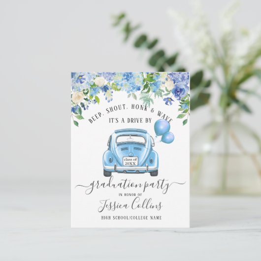 Grappige klas van 2023 DRIVE BY Afstudeerfeest Aankondigingskaart (Staand voorkant)