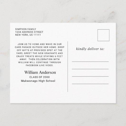 Grappige klas van 2024 DRIVE BY Afstudeerfeestje Aankondigingskaart (Achterkant)