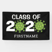 Grappige Klasse van 2020 Virtueel Afstuderen Zwart Spandoek (Horizontaal)
