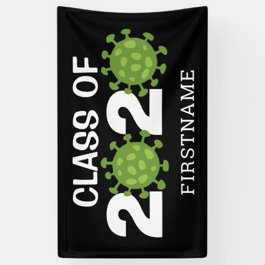 Grappige Klasse van 2020 Virtueel Afstuderen Zwart Spandoek (Verticaal)